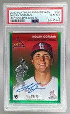 2542 Nolan Gorman 2023 Topps Chrome Platinum Green Refractor RC Auto /75 PSA 10