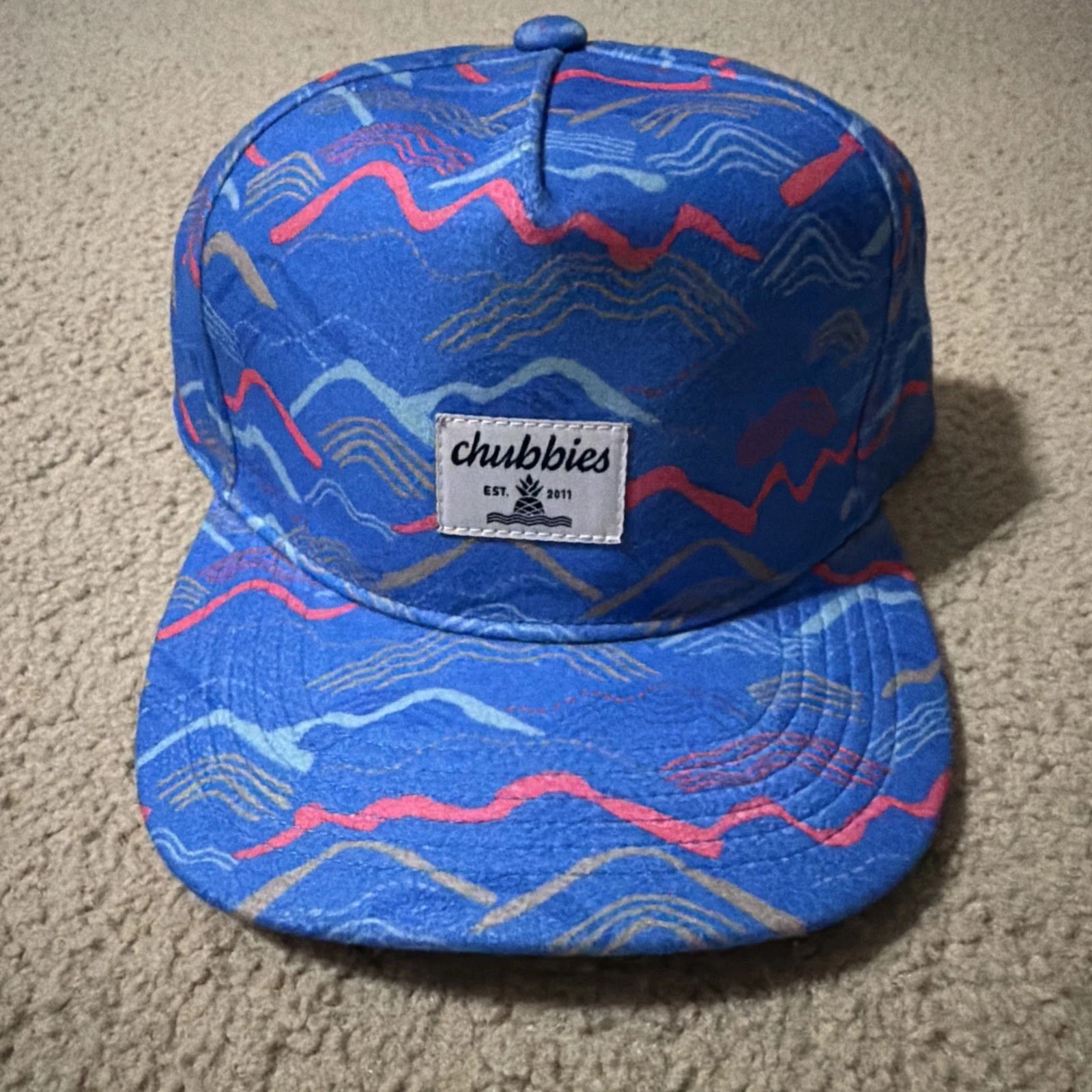 Chubbies Cap Hat The Big Sky Country Bright Blue Fleece Baseball Snapback NWOT