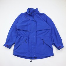 Vintage Eddie Bauer Gore-Tex Jacket Women s Medium Blue Hooded Rain Coat Shell