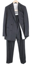 SUITSUPPLY La Spalla Men Suit UK38R Grey 2Pc Two-Row Circular Wool Flannel Slim