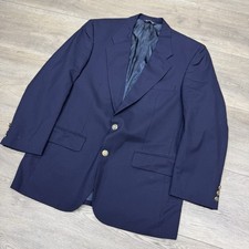 VTG Burberry Navy Blue Super 100s Wool Blazer Gold Buttons Men s FAIR Classy