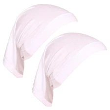 2 PCS Women's Hijab Undercaps Solid Color Stretch Inner Scarf Hat White