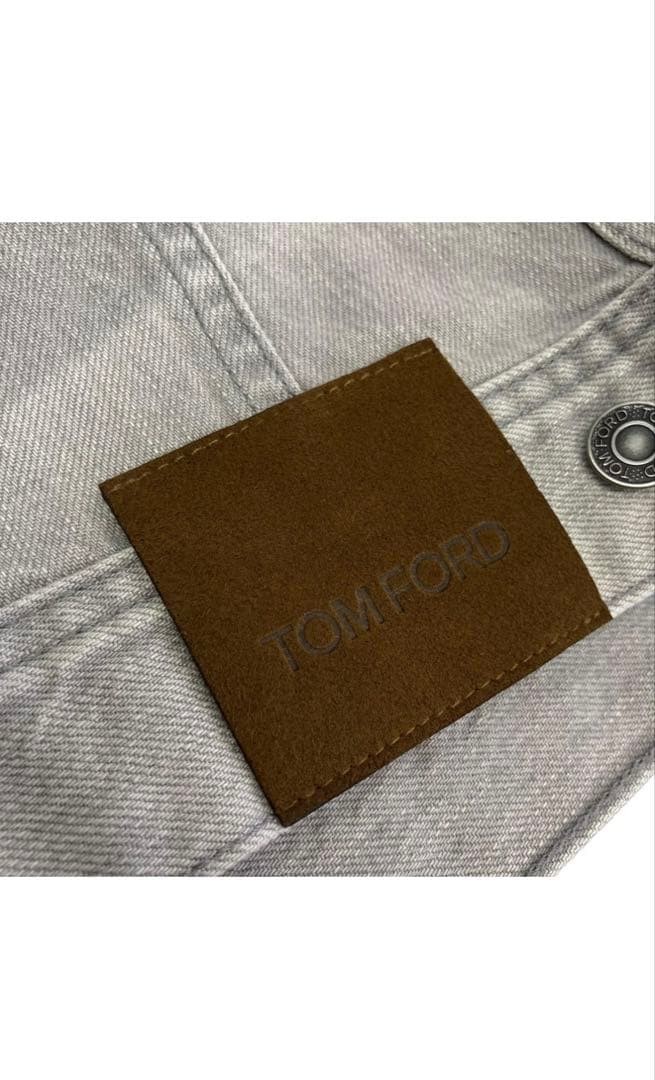 TOM FORD Light Gray Denim Jacket Button Front Poc… - image 8