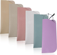 6 Pack Soft Glasses Case, PU Leather Soft Eyeglass Cases for Women Man, Multiple