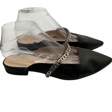 Jessica Simpson Loussie Mule Black Jewel Chain Link Vamp Size 7.5
