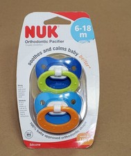 NUK Silicone Orthodontic Pacifiers for 6-18 Months 2 Pack BPA Free New Sealed