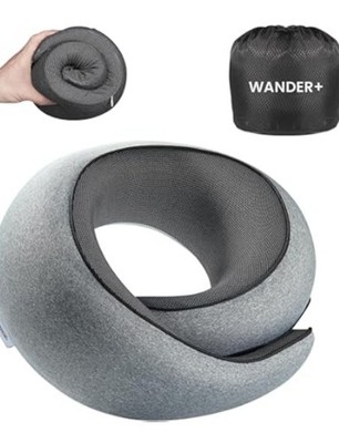 Wander Plus Travel Pillow Neck Pillow Memory Foam for Airplanes Pillow Gray