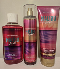 Bath  Body Works Malibu Heat Fine Fragrance Mist, Body Cream  Body Wash-3 Pc.