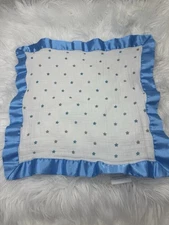Aden + Anais Light Blue Tan/Beige Stars Muslin & Satin Security Blanket /Lovey