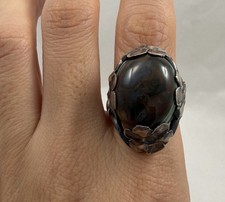 Vintage Sterling Silver 925 Natural Large Agate Ring Size 6.75