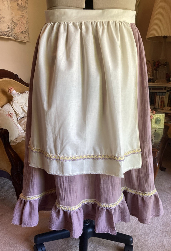 Renaissance Medieval Hobbit Peasant Over Skirt Apron Cotton Gauze 2pc Costume OS