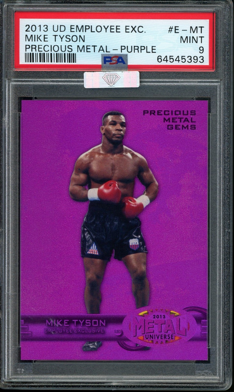 2013 UD EMPLOYEE EXCLUSIVE MIKE TYSON PRECIOUS METAL GEMS PURPLE PMG /125 PSA 9
