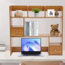 Desktop Bookshelf with Open Compartments - Stylish Home Office Organizer