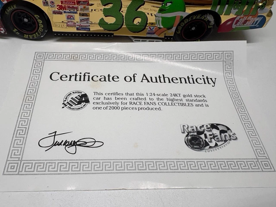 1:24 24KT GOLD Ken Schrader 36STOCK CAR ACTION 2000 Grand Prix NASCAR COA Race - Image 3 of 4