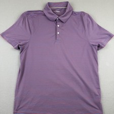 J.Crew Performance Polo Shirt Mens Large Blue Stripe Short Sleeve Stretch