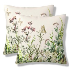 Spring Summer Green Floral Throw Pillow Covers Butterfly Leaves Pillow Cover ...