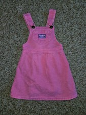 Vintage Oshkosh Bgosh Pink 100 Textured Cotton Overall Dress 4T USA Made