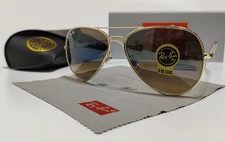 Ray-Ban RB3025 Sunglasses Aviator Gold Frame Gradient Brown Sunglass 58mm