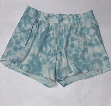 Athleta Girl Heart The Hustle Tie Dye Shorts Size XL / 14 Blue White Pocket