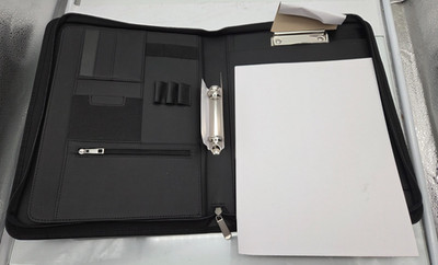 Schreibmappe A4 Paris Ringbuch Klemmbrett Reißverschluss 35,5x28 cm Schwarz