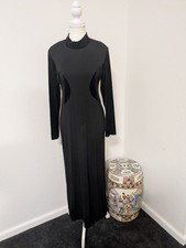 Liz Claiborne petite M black velour and poly long sleeve maxi dress