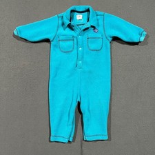 VTG Baby Gap Fleece Bodysuit Jumpsuit Teal Blue Size L 12 18 Months Snap Closure