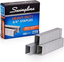 Swingline Staples, Heavy Duty, 3/4" Length, 160 Sheet Capacity, 100/Strip,