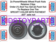 2X BLACK Push Axle Nuts - Power Wheels 0801-0226 .437 Retainer Axle Wheel Caps