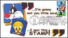 Scott 3204a 32 Cents Sylvester & Tweety Therome Color FDC