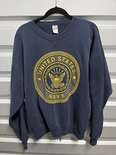 Vintage Soffe Blue US Navy Sweater Pullover Shirt Mens XL X-Large Made in USA