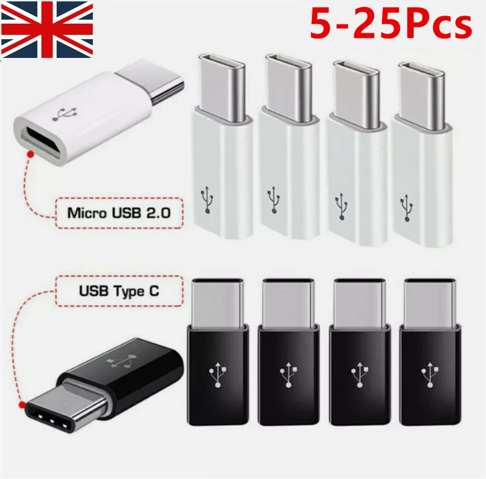 Micro USB Female to Type C Male Adapter Converter Micro-B to USB-C Connector New - Image 3 of 4