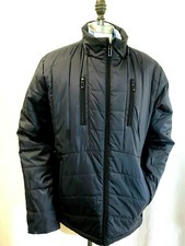 T TECH By TUMI Mens PUFFER JACKET M Navy Blue Bomber Style