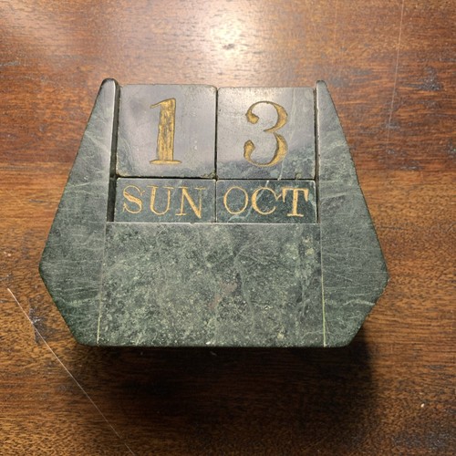 Vintage MCM Italian Marble Hand Carved Date Calendar for desktop eBay