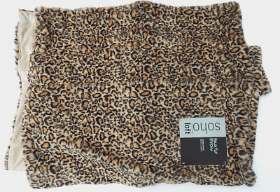 SOHO LOFT 50 X 60'' FAUX FUR LEOPARD THROW BLANKET NEW AUTHENTIC