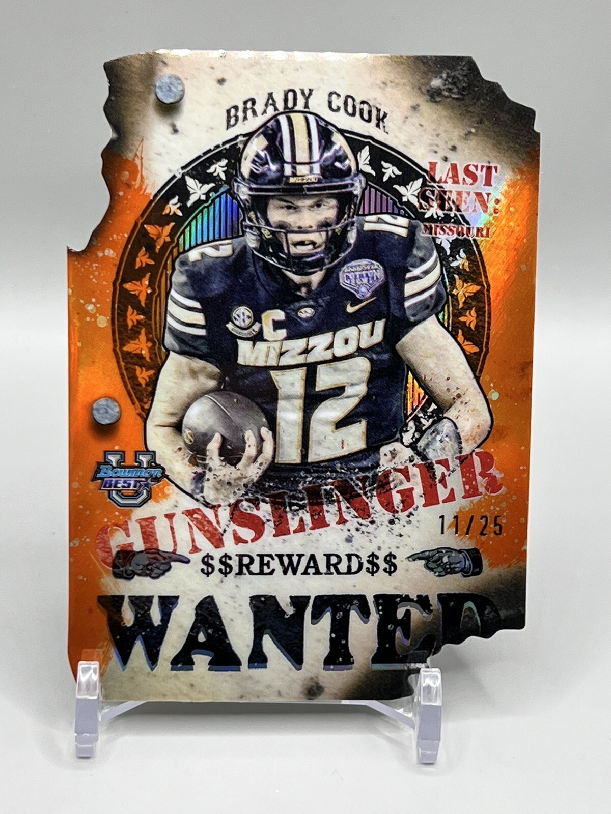 BRADY COOK 2024 Bowmans Best U Orange Gunslinger Refractor /25 MISSOURI #GB11