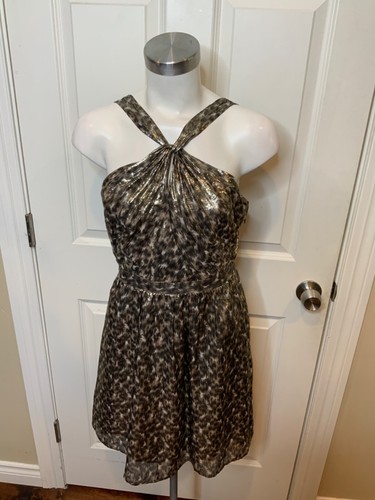 J.Crew Collection Shimmer Gold Lame Leopard Print Mini Dress, Size 6 | eBay