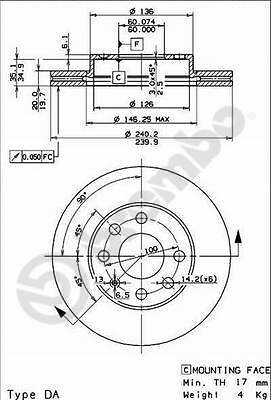 BREMBO 2 Bremsscheiben Max Line Geschlitzt 240 mm (09.8635.75) |