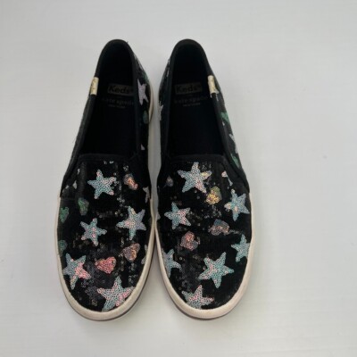 Kate Spade Shoe Women 6.5 Keds Collab Sneaker Slip On Star Heart Sequin Party Ex