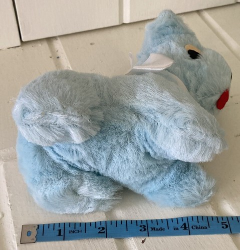 Vintage Bantam Toys Blue Plush Dog Wrist Elastic Rattle With Tag Made In USA - Picture 13 of 13