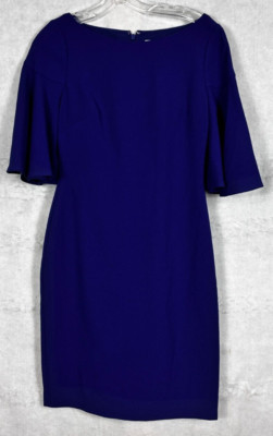 Eliza J Womens 4 Flutter Sleeve Sheath Dress Purple Lined Zipper cocktail Party