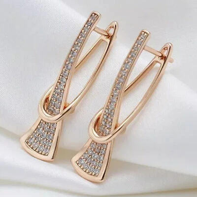 Boucles d??oreilles pendantes pour femmes Bijoux de mode en or rose - Photo 1/4