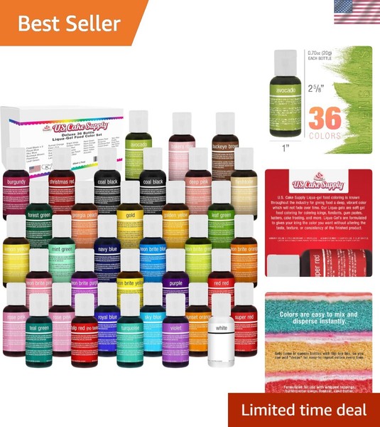 Juego de colorante alimentario de gel de licua 36 colores hecho en EE. UU. para hornear y decorar delicias