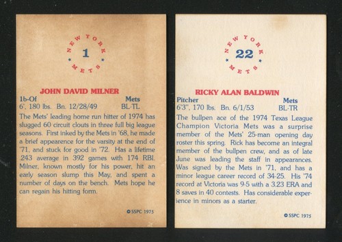 1975 SSPC NEW YORK METS Team Set of 22 w/Seaver, Berra, Staub, Kingman - Picture 7 of 7