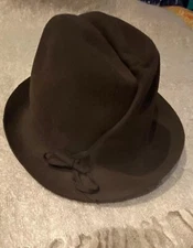 Vtg Mr.JOHN CLASSIC Cocoa 100% WOOL Mouchoir Mélange FELT Brimmed  HAT EUC Bows