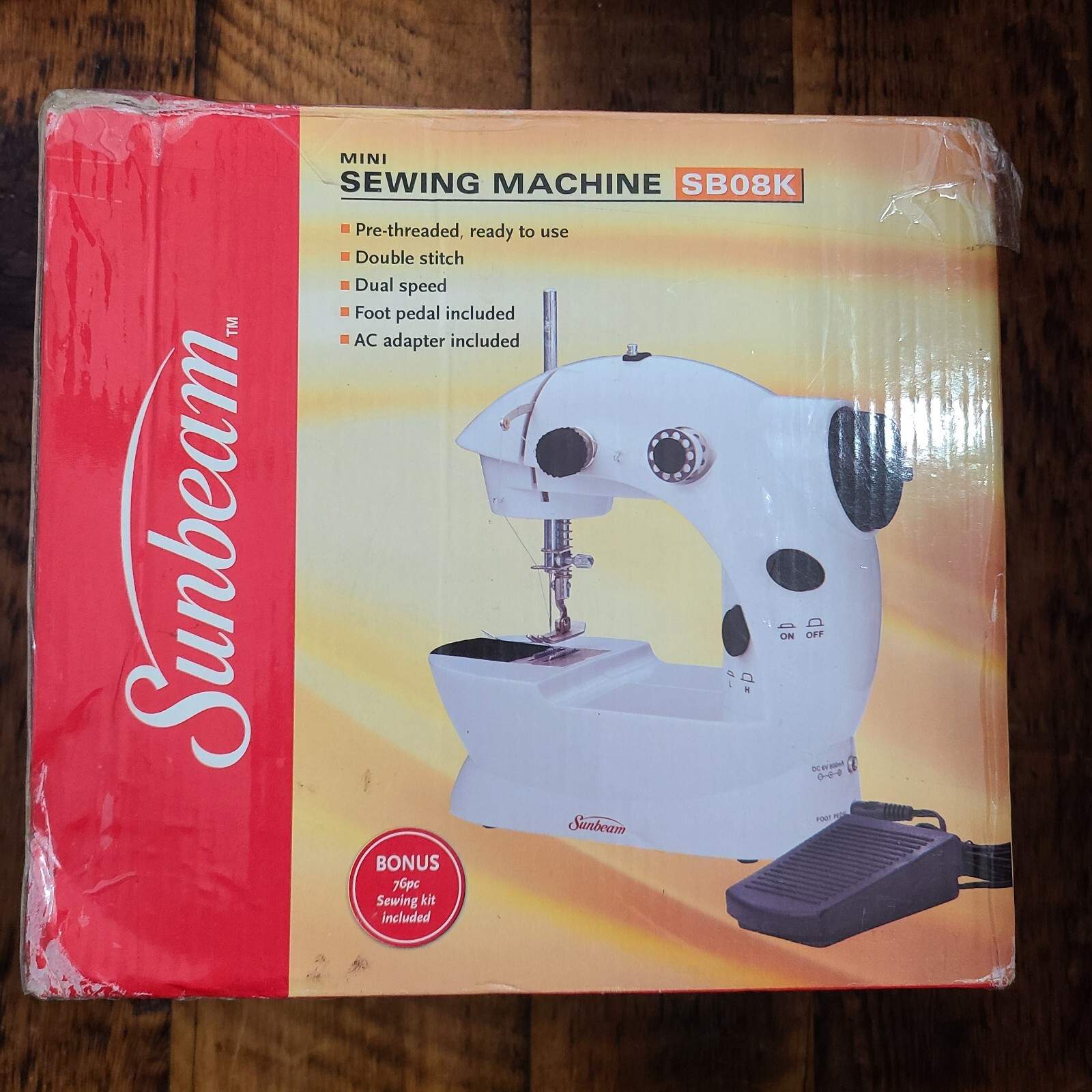 Sunbeam White Mini Sewing Machine With Foot Pedal Model SB08K White eBay