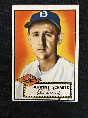 1952 Topps #136 Johnny Schmitz Crease Back Paper Loss Brooklyn Dodgers *492