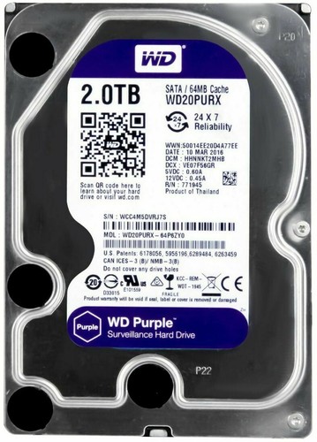 FESTPLATTE WESTERN DIGITAL PURPLE WD20PURX 2TB 5400U/min 64MB SATA III 3.5" Zoll - Bild 2 von 8