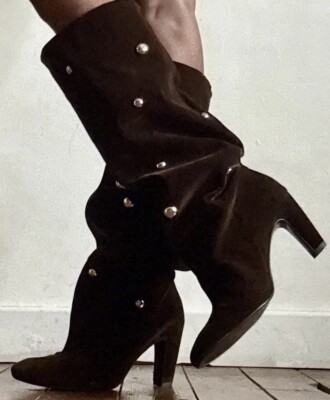 Zara Velvet Stud Slouchy Boots UK Ref 1011/510/700 UK