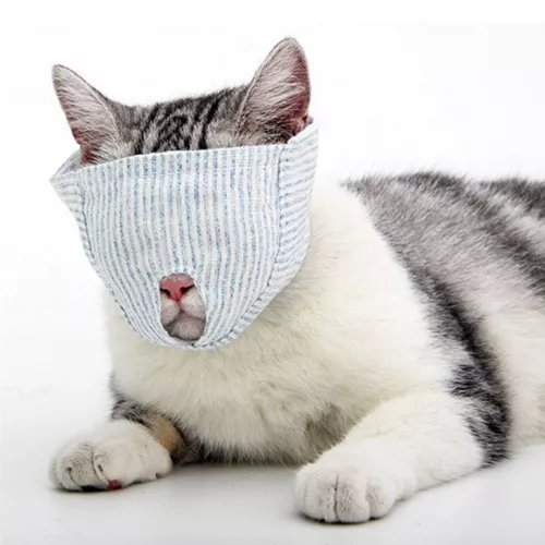 Pet Cat Muzzle Anti-Bite Protective Cover Eye Mask Mouth Cover Breathable Hood - Picture 8 of 14