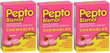 Pepto Bismol Cherry Chewable Tablets 30ct 3 Pack
